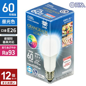 �܂Ƃߔ��� �I�[���d�@ 5�N�ۏ� LED�d�� E26 60�`���� �����F LDA8D-G AG6/RA93 12�Z�b�g