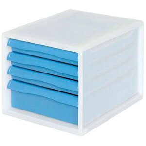 ナカバヤシ セラピーカラー A4レターケース4段(浅3+深1) ブルー A4E-P04KB