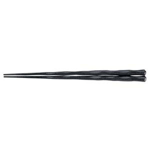 福井クラフト PBT六角一刀彫箸 10膳入 黒乾漆 24cm 90030862