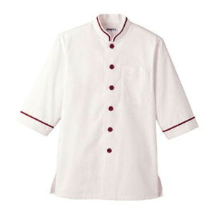 ショップコート オフホワイト×ワイン 白×紫 4L D-1131 サーヴォ サンペックスイスト 業務用 ユニフォーム 制服