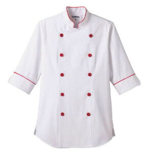 ショップコート ホワイト×レッド 白×赤 S ET-1139 サーヴォ サンペックスイスト 業務用 ユニフォーム 制服