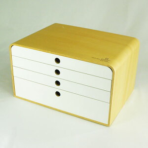 ヤマト工芸 ファイルケース A4 FILE CASE-4段- YK09-117-N/Wh ホワイト 収納ボックス 収納ケース 小物入れ 引き出し 収納 北欧 整理 ファイル 木製 日本製