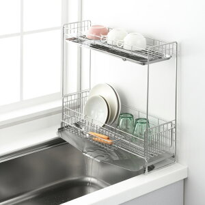 水切りラック 2段 ステンレス 伸縮 シンク上 幅15×奥行47cm 日本製 燕三条 ヨシカワ