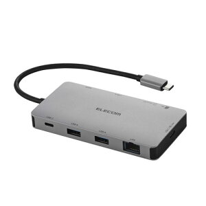 GR ELECOM USB Type-C hbLOXe[V 9-in-1 4K HDMI LAN SD PD[d MacBook Pro/AirΉ Vo[ DST-090BP1SV