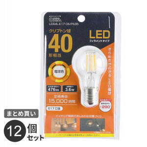 �܂Ƃߔ��� �I�[���d�@ LED�t�B�������g�d�� �N���v�g���� E17 40�`���� �d���F LDA4L-E17 C6/PS35 12�Z�b�g