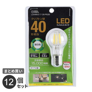 �܂Ƃߔ��� �I�[���d�@ LED�t�B�������g�d�� �N���v�g���� E17 40�`���� �����F LDA4N-E17 C6/PS35 12�Z�b�g