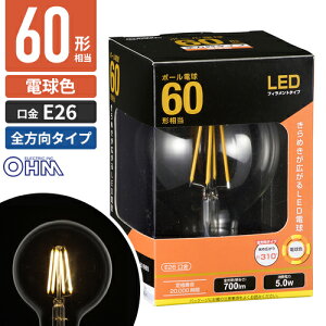 �I�[���d�@ LED�t�B�������g�d�� �{�[���d���` ����E26 60W���� �N���A �d���F �S���� LDG5L C6