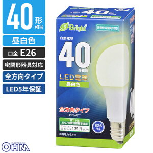 �I�[���d�@ LED�d�� E26 40�`���� �S���� �����F LED5�N�ۏؑΏ� LDA4N-G AG27