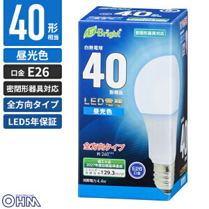 �I�[���d�@ LED�d�� E26 40�`���� �S���� �����F LED5�N�ۏؑΏ� LDA4D-G AG27