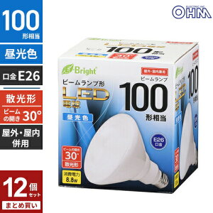 �܂Ƃߔ��� �I�[���d�@ LED�d�� �r�[�������v�` E26 100�`���� 8.8W �����F �U���` �����E���O���p E-Bright LDR9D-W20/100W 12�Z�b�g