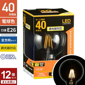 �܂Ƃߔ��� �I�[���d�@ LED�t�B�������g�d�� �{�[���d���` ����E26 40W���� ������Ή� �N���A �d���F �S���� LDG3L/D C6 12�Z�b�g