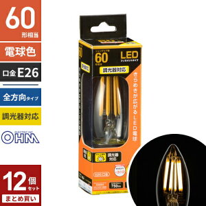 �܂Ƃߔ��� �I�[���d�@ LED�t�B�������g�d�� �V�����f���A�` ����E26 60W���� ������Ή� �N���A �d���F �S���� LDC6L/D C6 12�Z�b�g