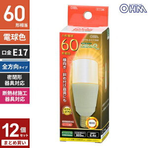 �܂Ƃߔ��� �I�[���d�@ LED�d�� T�` E17 60W�`���� �d���F �S�����^�C�v �f�M�ގ{�H��� LDT6L-G-E17 IG92 12�Z�b�g