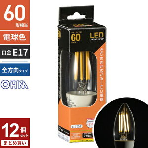 �܂Ƃߔ��� �I�[���d�@ LED�t�B�������g�d�� �V�����f���A�` ����E17 60W���� �N���A �d���F �S���� LDC6L-E17 C6 12�Z�b�g