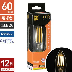 �܂Ƃߔ��� �I�[���d�@ LED�t�B�������g�d�� �V�����f���A�` ����E26 60W���� �N���A �d���F �S���� LDC6L 12�Z�b�g