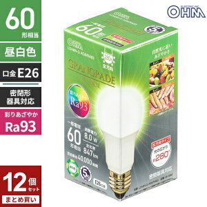 �܂Ƃߔ��� �I�[���d�@ 5�N�ۏ� LED�d�� E26 60�`���� �����F LDA8N-G AG6/RA93 12�Z�b�g
