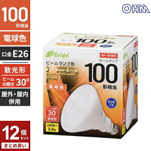 �܂Ƃߔ��� �I�[���d�@ LED�d�� �r�[�������v�` E26 100�`���� 8.8W �d���F �U���` �����E���O���p E-Bright LDR9L-W20/100W 12�Z�b�g