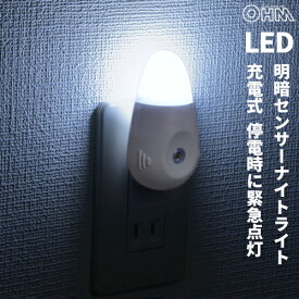 オーム電機 ナイトライト 停電時緊急点灯 明暗センサー式 白色LED NIT-APHB4-W