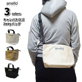 アネロ トートバッグ ショルダーバッグ レディース メンズ 2way anello コットン キャンバス ロゴ シンプル ベーシック 正規品 10ポケット