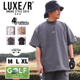 ゴルフウェア Tシャツ メンズ レディース 半袖 ラグジュゴルフ LUXE/R GOLF ストレッチ ブロード タテベンチレーション ゆったりサイズ 2024 夏