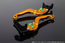 SPEEDRA スピードラ アルミビレットアジャストレバーセット 可倒延長式 Z1000 (水冷) ZX-10R ZX-12R ZX-6R ZX-9R ZZR400 ZZR600 ヴェルシス1000 レバー本体カラー：マットゴールド / アジャスターカラー：マットグリーン / エクステンションカラー：マットゴールド