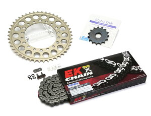 SUNSTAR サンスター フロント・リアスプロケット&チェーン・カシメジョイントセット BALIUS ZXR250 ZXR250R KAWASAKI カワサキ スプロケット・チェーンセット 駆動系 チェーン銘柄:EK製STD520SRX2(ス