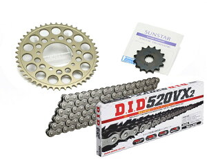 SUNSTAR サンスター フロント・リアスプロケット&チェーン・カシメジョイントセット Z250 Ninja250 KAWASAKI カワサキ スプロケット・チェーンセット 駆動系 チェーン銘柄:DID製STD520VX3(スチール
