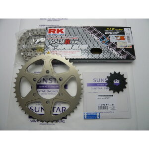 SUNSTAR �T���X�^�[ �t�����g�E���A�X�v���P�b�g���`�F�[���E�J�V���W���C���g�Z�b�g TW200 TW200E YAMAHA ���}�n �X�v���P�b�g�E�`�F�[���Z�b�g �쓮�n �`�F�[�������FRK��SV428XRE�i�V���o�[�`�F�[