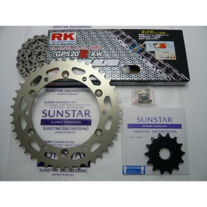 SUNSTAR �T���X�^�[ �t�����g�E���A�X�v���P�b�g���`�F�[���E�J�V���W���C���g�Z�b�g KLX250 KAWASAKI �J���T�L �X�v���P�b�g�E�`�F�[���Z�b�g �쓮�n �`�F�[�������FRK��SV520XRE�i�V���o�[�`�F�[