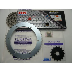 SUNSTAR �T���X�^�[ �t�����g�E���A�X�v���P�b�g���`�F�[���E�J�V���W���C���g�Z�b�g SR400 YAMAHA ���}�n �X�v���P�b�g�E�`�F�[���Z�b�g �쓮�n �`�F�[�������FRK��SV520XRE�i�V���o�[�`�F�[���j