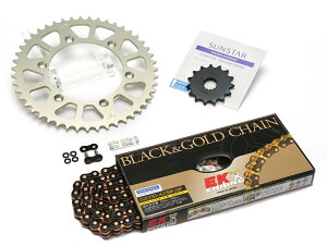 SUNSTAR サンスター フロント・リアスプロケット&チェーン・カシメジョイントセット SL230 HONDA ホンダ スプロケット・チェーンセット 駆動系 チェーン銘柄:EK製BKGP520SRX2(ブラックチェーン