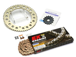 SUNSTAR �T���X�^�[ �t�����g�E���A�X�v���P�b�g���`�F�[���E�J�V���W���C���g�Z�b�g SR400 YAMAHA ���}�n �X�v���P�b�g�E�`�F�[���Z�b�g �쓮�n �`�F�[�������FEK��GPGP520SRX2�i�S�[���h�`�F�[��