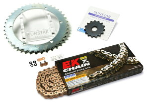 SUNSTAR �T���X�^�[ �t�����g�E���A�X�v���P�b�g���`�F�[���E�J�V���W���C���g�Z�b�g XR250 BAJA HONDA �z���_ �X�v���P�b�g�E�`�F�[���Z�b�g �쓮�n �`�F�[�������FEK��GPGP520SRX2�i�S�[���h�`�F�[