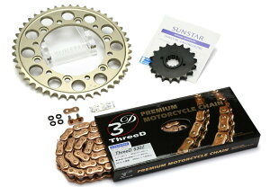 SUNSTAR サンスター フロント・リアスプロケット&チェーン・カシメジョイントセット CBR1100XX HONDA ホンダ スプロケット・チェーンセット 駆動系 チェーン銘柄:EK製GP530ZTD(ゴールドチェーン