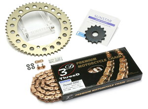 SUNSTAR �T���X�^�[ �t�����g�E���A�X�v���P�b�g���`�F�[���E�J�V���W���C���g�Z�b�g SR400 YAMAHA ���}�n �X�v���P�b�g�E�`�F�[���Z�b�g �쓮�n �`�F�[�������FEK��GP520ZTD�i�S�[���h�`�F�[���j