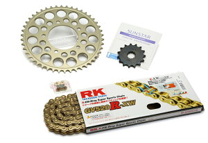 SUNSTAR サンスター フロント・リアスプロケット&チェーン・カシメジョイントセット GPZ400 GPZ400F GPZ400FII KAWASAKI カワサキ スプロケット・チェーンセット 駆動系 チェーン銘柄:RK製GV520XRE(ゴ
