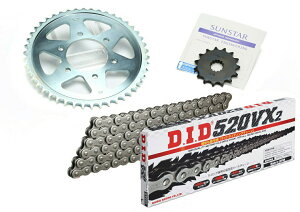 SUNSTAR サンスター フロント・リアスプロケット&チェーン・カシメジョイントセット SUPER SHERPA KAWASAKI カワサキ スプロケット・チェーンセット 駆動系 チェーン銘柄:DID製STD520VX3(スチール