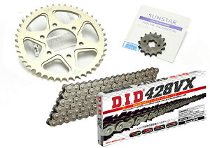 SUNSTAR �T���X�^�[ �t�����g�E���A�X�v���P�b�g���`�F�[���E�J�V���W���C���g�Z�b�g TW200 TW200E YAMAHA ���}�n �X�v���P�b�g�E�`�F�[���Z�b�g �쓮�n �`�F�[�������FDID��STD428VX�i�X�`�[���`�F