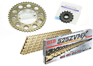SUNSTAR �T���X�^�[ �t�����g�E���A�X�v���P�b�g���`�F�[���E�J�V���W���C���g�Z�b�g CB1000 SUPER FOUR T2 HONDA �z���_ �X�v���P�b�g�E�`�F�[���Z�b�g �쓮�n �`�F�[�������FDID��GG525ZVM-X�i�S�[��