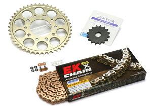 SUNSTAR サンスター フロント・リアスプロケット&チェーン・カシメジョイントセット CB750 HONDA ホンダ スプロケット・チェーンセット 駆動系 チェーン銘柄:EK製GPGP525SRX2(ゴールドチェーン