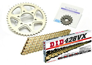 SUNSTAR �T���X�^�[ �t�����g�E���A�X�v���P�b�g���`�F�[���E�J�V���W���C���g�Z�b�g TW200 TW200E YAMAHA ���}�n �X�v���P�b�g�E�`�F�[���Z�b�g �쓮�n �`�F�[�������FDID��GG428VX�i�S�[���h�`�F�[