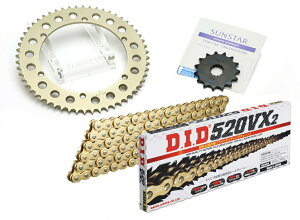 SUNSTAR �T���X�^�[ �t�����g�E���A�X�v���P�b�g���`�F�[���E�J�V���W���C���g�Z�b�g SR400 YAMAHA ���}�n �X�v���P�b�g�E�`�F�[���Z�b�g �쓮�n �`�F�[�������FDID��GG520VX3�i�S�[���h�`�F�[���j