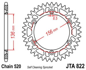 JT SPROCKETS JT�X�v���P�b�g �A���~�����y�ʃZ���t�N���[�j���O�����A�X�v���P�b�g 822-520 250 RR 125 Enduro CR WR WRE 570 TC 610 BETA �x�[�^ GASGAS �K�X�K�X HUSQVARNA �n�X�N�o�[�i �h���u���X�v���P�b�g�E