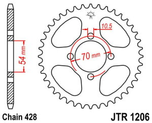 JT SPROCKETS JT�X�v���P�b�g �X�`�[�������A�X�v���P�b�g �X�^���_�[�h 1206 - 428 CBR125 R-4�A5�A6�A7�A8�A9�AA 125 STR HONDA �z���_ KYMCO �L���R �h���u���X�v���P�b�g�E���A�X�v���P�b�g �쓮�n