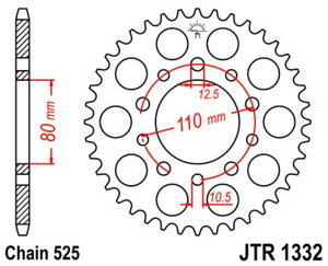 JT SPROCKETS JT�X�v���P�b�g �X�`�[�������A�X�v���P�b�g �X�^���_�[�h 1332 - 525 VF400 F2E Japan�d�l XRV750 Africa Twin HONDA �z���_ �h���u���X�v���P�b�g�E���A�X�v���P�b�g �쓮�n