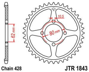 JT SPROCKETS JT�X�v���P�b�g Steel Standard Rear Sprocket 1843 - 428 TT-R125 E YAMAHA ���}�n �h���u���X�v���P�b�g�E���A�X�v���P�b�g �쓮�n