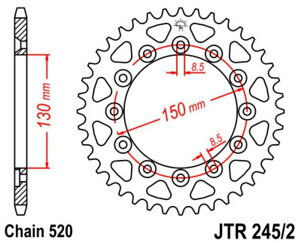 JT SPROCKETS JT�X�v���P�b�g �X�`�[�������A�X�v���P�b�g �X�^���_�[�h 245/2 - 520 XL 250 S 500 600 R XR 200 HONDA �z���_ �h���u���X�v���P�b�g�E���A�X�v���P�b�g �쓮�n