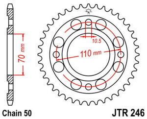 JT SPROCKETS JT�X�v���P�b�g �X�`�[�������A�X�v���P�b�g �X�^���_�[�h 246-530 CB250 N�ANA�AT1�AT2 HONDA �z���_ �h���u���X�v���P�b�g�E���A�X�v���P�b�g �쓮�n