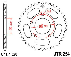 JT SPROCKETS JT�X�v���P�b�g �X�`�[�������A�X�v���P�b�g �X�^���_�[�h 254 - 520 CBF250 CBX250 Twister Brazil�d�l HONDA �z���_ �h���u���X�v���P�b�g�E���A�X�v���P�b�g �쓮�n