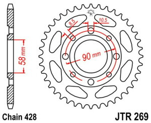 JT SPROCKETS JT�X�v���P�b�g �X�`�[�������A�X�v���P�b�g �X�^���_�[�h 269-428 VJ125 Roadwin VL125 Daystar Daystar80 Kmh Version Germany�d�l VS125 Evolution VT125 Evolution80 CB125 TDC�ATDE�ATDJ CD125 TC Benly CL125 USA�d�l DAEL